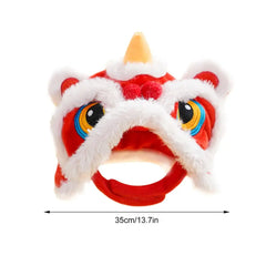 Dance Lion Hats For Cats Cute Plush Pet Hat Chinese New Year Costume Soft Warm Clothes Pets Daily Cat Dog Dress Up Supplies