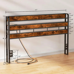 King Size Headboard, Height Adjustable Headboards with 2 Outlets and 2 USB Ports, Sturdy Stable Bed Head Board Upgraded Storage
