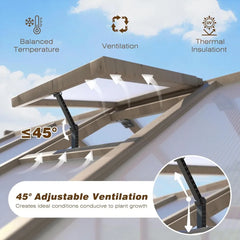 6x12FT Greenhouses for Outdoors,Wooden Greenhouse with Cedar Frame&Adjustable Vent,Green House with 4-Layer Polycarbonate Panel