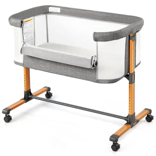 Baby Bassinet Bedside Bassinet, Baby Cradle with Machine-Washable Sheets, Four-Sided Breathable Mesh, 6 Height Adjustable