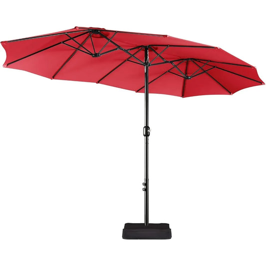 13 ft Large Patio Umbrella with Base Included, Double-Sided Outdoor Market Extra Umbrella with Easy Crank Handle
