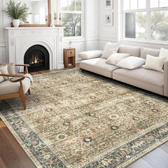 Machine Washable Area Rug Runner - Living Room Bedroom Bathroom Kitchen Entryway Office - Padded Low Pile Stain Resistant Premiu