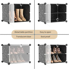 Shoe Rack Organizer with Door, 48 Pairs Shoe Storage Cabinet Easy Assembly, Plastic Adjustable