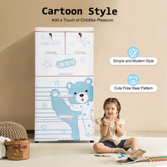 Plastic Dresser For Kids, PP Material, 6 Large Drawers With Lock, 30kg Load Capacity, for Baby Rooms,Storage and Organization