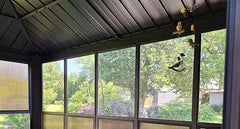 12' X 20' Sunroom, Permanent Hardtop Gazebo Solarium Galvanized Steel Double Roof Aluminum Outdoor Screen House for Patio Deck