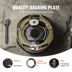 SucceBuy Trailer Hub Drum Kits Self-Adjusting Trailer Brake Assembly for 7000 lbs Axle Backing Plates Brake System Part Replace