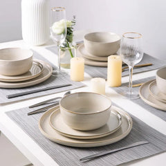 Dinnerware Sets for 4,Round Reactive Glaze Ceramic Plates and Bowls Set,Highly Chip and Crack Resistant | Dishwasher Dishes
