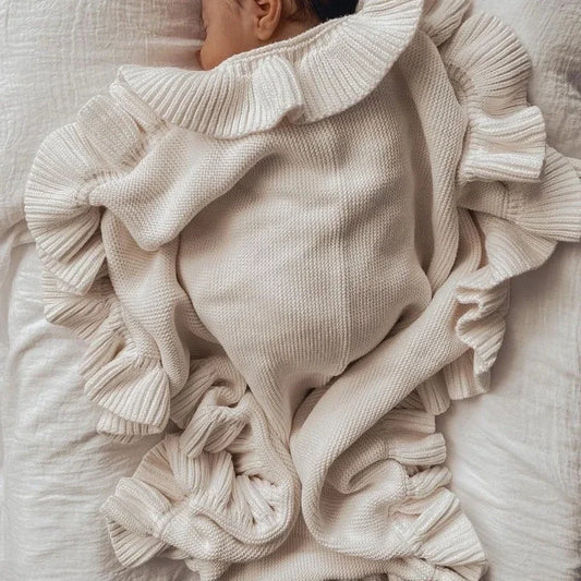 Knitted Baby Swaddle Blanket for New Born Babies Accessories Ruffle Stroller Blanket Bedding items Infant Nap Bed Cover Albedo