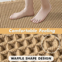 Set of 2 Waffle Bathroom Rugs Non Slip Washable Ultra Absorbent Runner Mats Comfortable Soft Bath Floor Mats