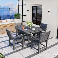 5 PCS Outdoor Dining Set,Outdoor Table and Chairs,Spacious Patio Dining Sets with Elegant Armrest, All-Weather Wood Dining Table