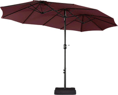 13 ft Large Patio Umbrella with Base Included, Double-Sided Outdoor Market Extra Umbrella with Easy Crank Handle