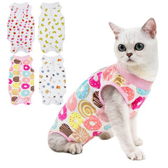 Pet Cat Weaning Suit Cotton Clothes for Small Dogs Cat Vest Jumpsuit Anti-licking After Surgery Recovery Care Suit Kitten Outfit