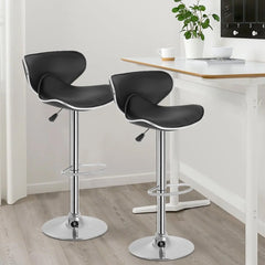 Bar Stools Set of 2, Counter Height Adjustable Bar Stools with Back Stool PU Leather Swivel Bar Stool Dining Chairs