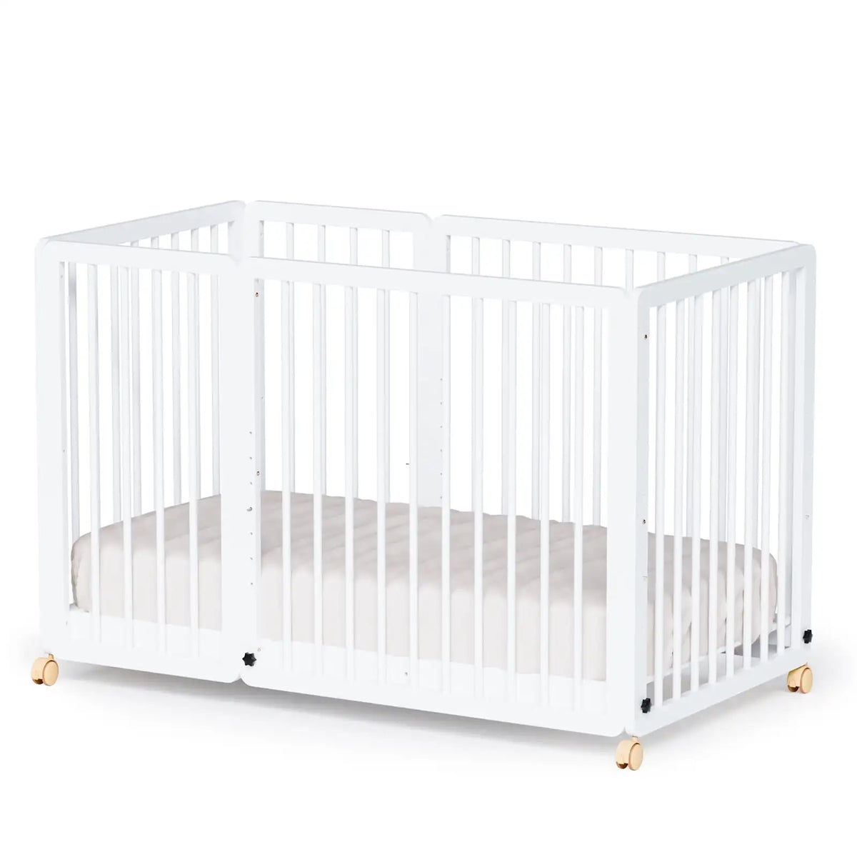 8-in-1 Convertible Crib with 2 Mattress, Convert to Bassinet, Mid Crib, Full Size Baby Cribs