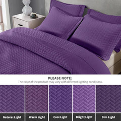 White Quilt Set Queen Size, Lightweight Bedspread Ultrasonic Chevron Pattern Light Coverlet for All Season Comforter Bedding
