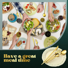 400 Pcs Gold Silverware Set with Knives Spoons and Forks Portable Stainless Steel Flatware Set Reusable Gold Utensils