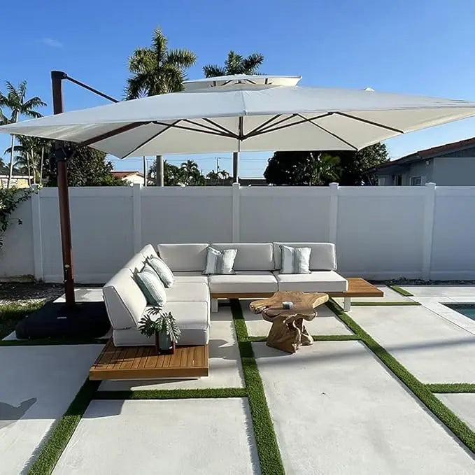 12ft Patio Umbrella Outdoor Square Umbrellas Large Cantilever Umbrella Windproof Offset Heavy Duty Sun Umbrellas