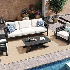Lift Top Black Height Adjustable Aluminum with Wheels, Outdoor Tables
