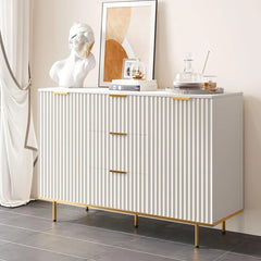 Modern Sideboard Cabinet with Fluted Doors, Gold Legs and Handle - Buffets & Sideboards for Elegant Living Spaces