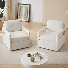 Accent Chairs for Living Room Set of 2 - Upholstered 360° Swivel Accent Chair with Track Arms, Swivel Barrel Chair Arm Club Chai