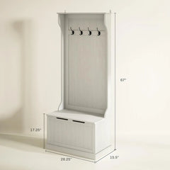 3-in-1 Hall Tree with Shoe Storage, Standing Coat Rack with Shoe Bench, Entryway Organizer with Four Hooks