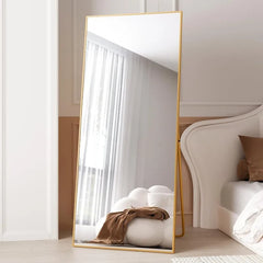 Full Length Mirror 65"x22", Full Body Tempered Mirror Rectangle with Stand, Large Wall Mounted Mirror for Bedroom