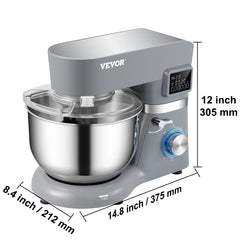 SucceBuy 5.5/7LElectric Stand Mixer with 6Speeds LCD Screen Timing Food Mixer Cream Egg Whisk Whip Dough Kneader With Steel Bowl