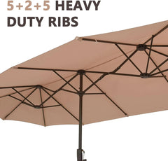 13Ft Large Patio Umbrella with Base Outdoor Double-Sided Market Extra Large Table Umbrella Easy Crank for Yard, Poolside