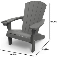 Alpine Adirondack Resin Outdoor Furniture Patio Chairs with Cup Holder-Perfect for Beach, Pool, and Fire Pit Seating