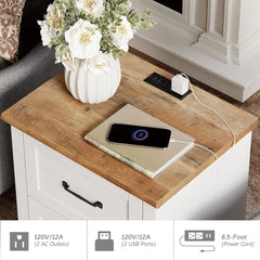 3 Piece Dresser and Nightstand Sets, White Dresser & Chests of Drawers with 6 Drawers and Metal Handle