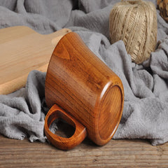 280ml Large Wooden Mug With Handle Natural Wood Beer Coffee Cup Handmade Tea Cup New Japanese Retro Drinking Drinkware 2024 Mate