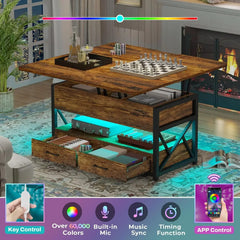 40" Lift Top Coffee Table, 4 in 1 Coffee Tables with Storage for Living Room, Small Farmhouse Coffee Table with 2 Drawers
