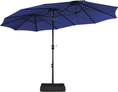 13 ft Large Patio Umbrella with Base Included, Double-Sided Outdoor Market Extra Umbrella with Easy Crank Handle
