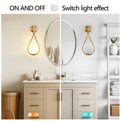 19" Set of 2 Modern Golden Wall Sconces with Opal Glass Globe, Mid-Century Design, Luxury Wall Lights for Bedroom(No Bulb)