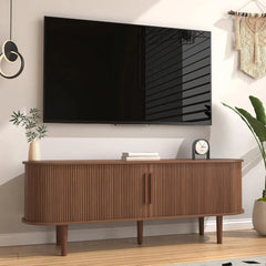 63'' TV Stand, TV Stands for Living Room, Entertainment Center with Storage and Sliding Door for 50/55/60/65 inch TV,