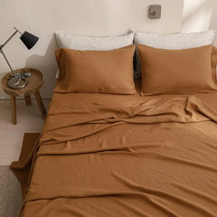 Simple&Opulence 3/4 Pcs 100% Bed Linen Sheet Set Basic Style Washed Natural French Flax Soft Breathable Comforter Sheets Sets