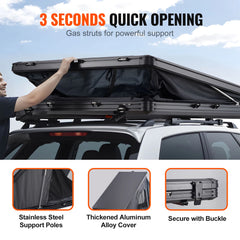 SucceBuy Rooftop Tent Hard Shell Roof Top with Telescopic Ladder Thick Mattress Waterproof Windproof Jeep SUV Van Pickup Truck