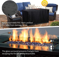 44in Outdoor Propane Gas Fire Pit Table, 50,000 BTU Auto-Ignition Gas Firepit with Glass Wind Guard