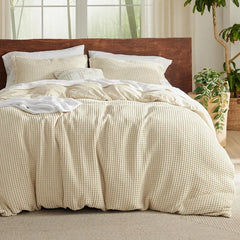 Cotton Duvet Cover King - 100% Cotton Waffle Weave Coconut White Duvet Cover King Size, GentleSoft™ and Breathable Bedding Set