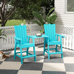 Tall Adirondack Chairs Set of 2, HDPS Patio Adirondack Chairs, Tall Balcony Chair with Connecting Tray, Bar Height Chairs with C