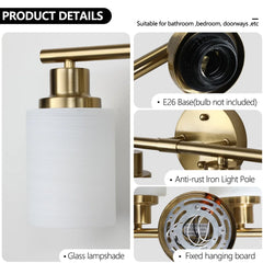 39" Modern 6-Light Vanity Wall Light Sconce for Bathroom Golden Finish Frosted Glass Shades Bathroom Lighting Fixture No Bulbs
