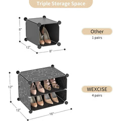 Shoe Rack Organizer with Door, 48 Pairs Shoe Storage Cabinet Easy Assembly, Plastic Adjustable