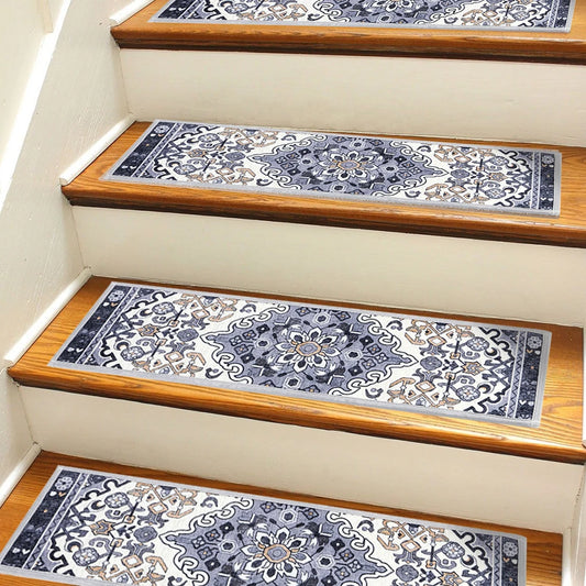 15PCS Rug Tread Bohemian Non Slip Indoor Stair Rugs Stairway Carpet Rugs Indoor Skid Resistant Stair Tread for Dogs Kids & Elder