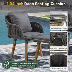 5 Pieces Outdoor Patio Furniture Set Wicker Bar Table with 2 Bistro Conversation Set With Single Chairs and Stools for Balcony