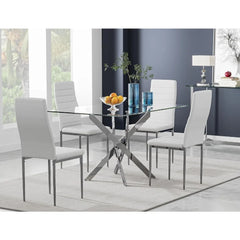 Modern 47" Tempered Glass Dining Table with Chrome Legs – Sleek & Sturdy for Kitchen & Office