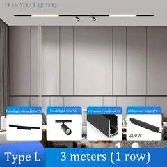Dimmalbe LED track Light Full Set 360° Adjustable COB Embedded Track lighting For Clothing Shop Kitchen Rail Lighting