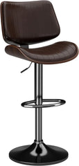 Swivel Bar Stools Set of 4, Adjustable Bentwood Barstools for Kitchen Counter, Modern PU Leather Upholstered Bar Chair