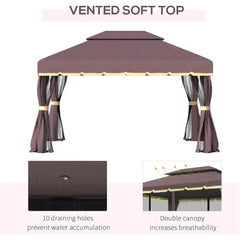 10 'x 13' terrace pavilion, outdoor pavilion sunshade with mesh and curtains, suitable for gardens