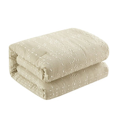 7 Piece Plaid Beige Bed in a Bag Comforter Set with Sheets, Queen