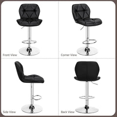 Bar Stools Set of 4, Adjustable PU Leather Swivel Barstools, Modern Counter Stools with Back and Footrest